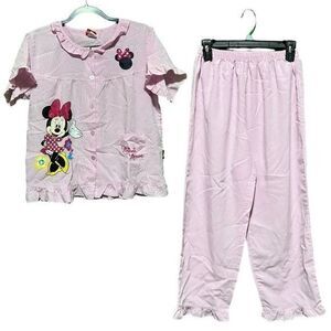 Disney Kid’s Minnie Mouse Sleepwear Pajamas Short Sleeve Top Pant Set Pink Sz XL